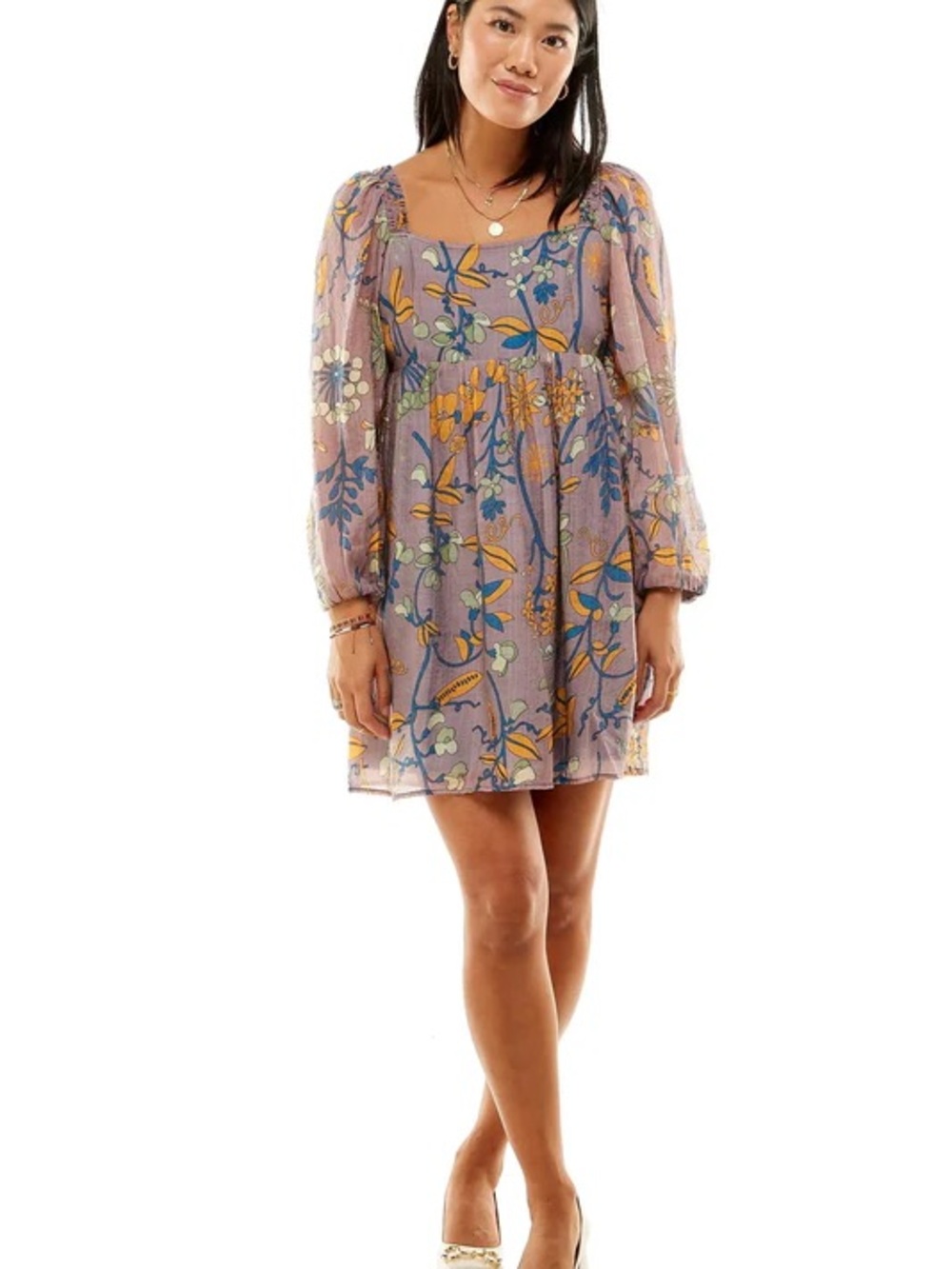 Saint Geraldine Kiera Mini Dress in Beautiful Fantasy Purple Floral Garden Party